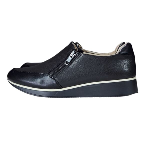 Naturalizer Sneakers sz 7.5M Women Finny Walking‎ Shoes Black White Zipper Wedge - Picture 3 of 12
